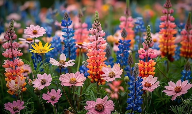 Un campo de flores silvestres en flor