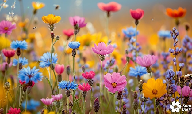 Un campo de flores silvestres en flor