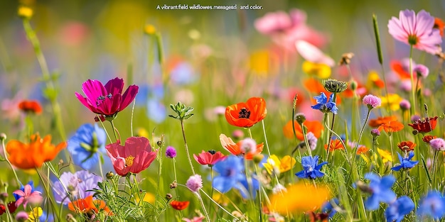 Un campo de flores silvestres, un telón de fondo vibrante para los mensajes