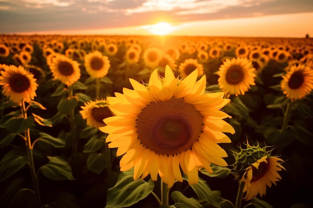 Un campo de fotografías de girasoles