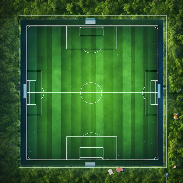 Foto un campo de fútbol con un campo de fútbol con un campo de fútbol con un campo de fútbol con las palabras fútbol escritas.