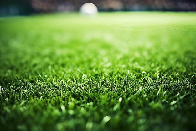 Campo de fútbol con césped artificial Gol de fútbol y sombra en césped sintético verde