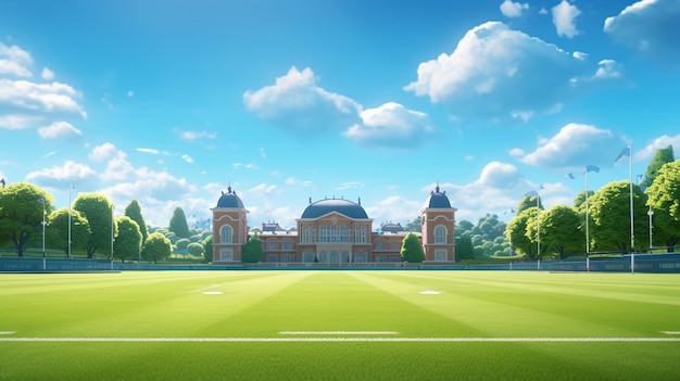 Campo de fútbol de la escuela Playfield inspirado en Pixar con fondo animado