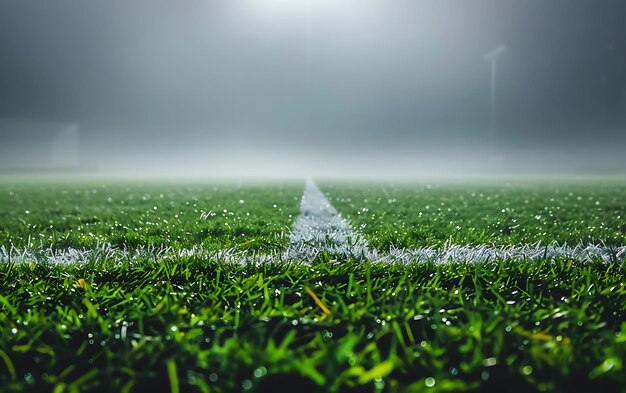 Foto un campo de fútbol con una línea blanca en él