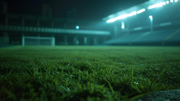 Campo de fútbol por la noche con las luces encendidas