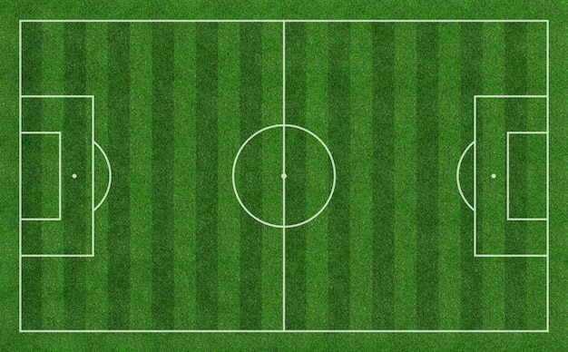 Campo de fútbol verde o vista superior del campo de fútbol con textura de hierba realista, campo de fútbol realista