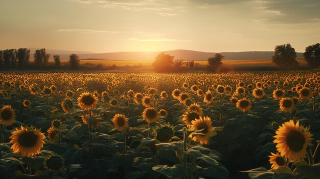 Campo de girasol Generativo Ai