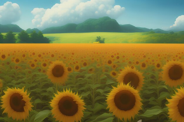 Campo de girasol en verano