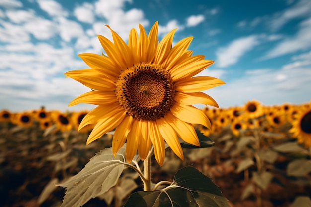 Un campo y un girasol.