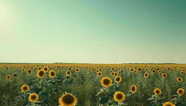 Un campo de girasoles con un color amarillo brillante