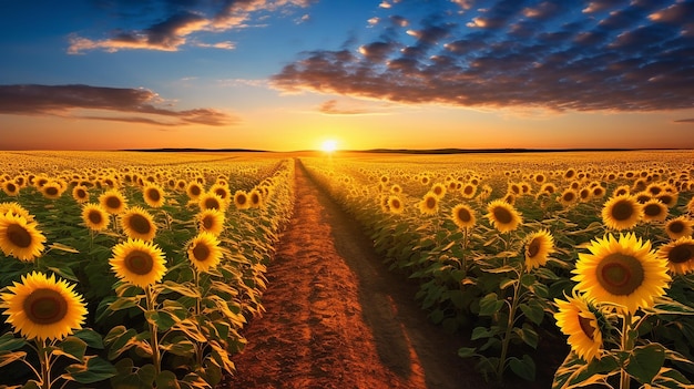 campo de girasoles hermosa ilustración de fondo