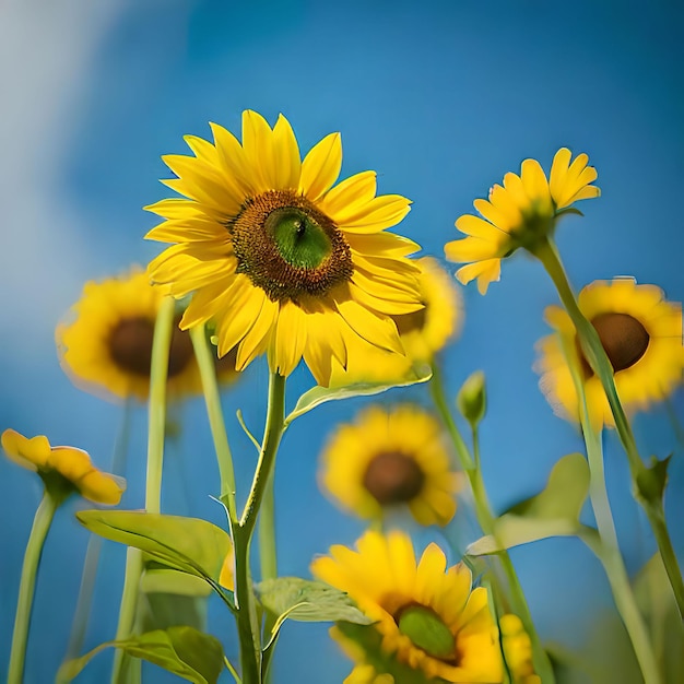 Un campo de girasoles con la palabra " abajo a la derecha ".