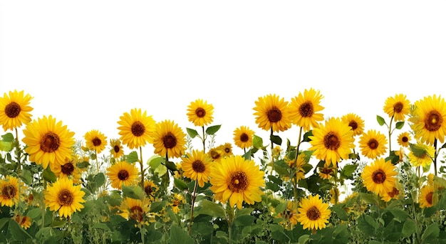 Un campo de girasoles vibrantes en plena floración bajo el sol de verano