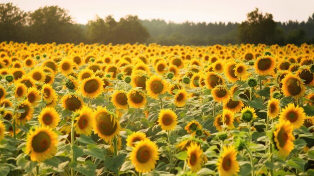 Foto un campo de girasoles