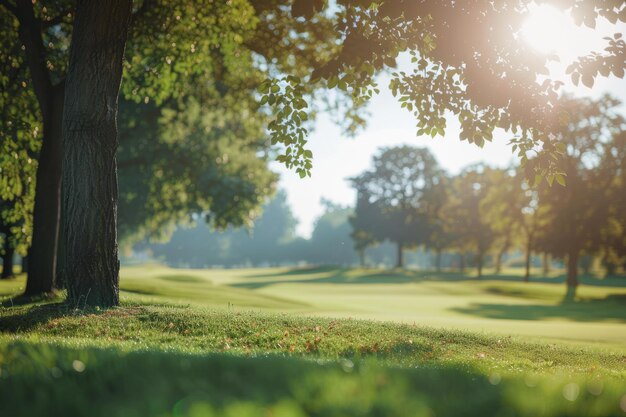 Campo de golf con vegetación y árboles