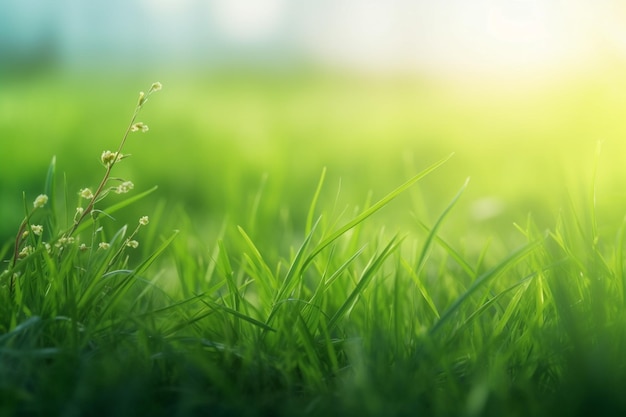 Un campo de hierba con una flor