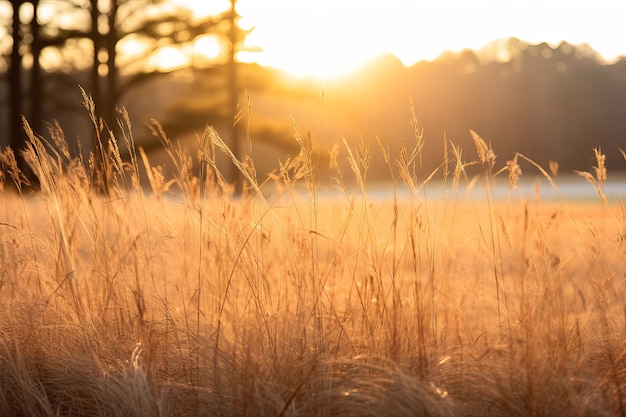 Foto campo de hierba de kans por la mañana