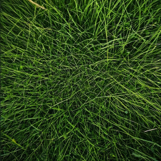 Un campo de hierba verde desde cerca