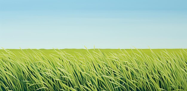 Foto campo de hierba verde y cielo azul fondo natural ilustración vectorial