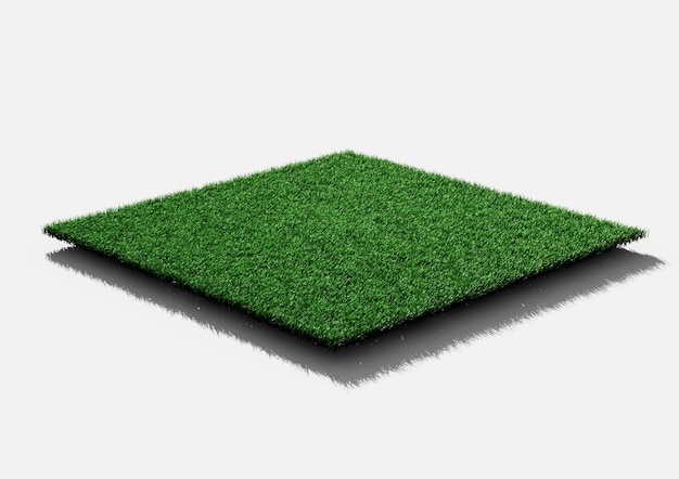 Campo de hierba verde de forma rectangular aislado sobre un fondo blanco Ilustración 3D