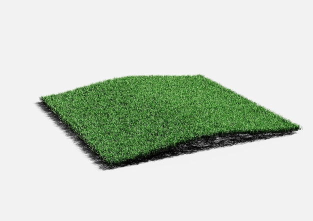 Campo de hierba verde de forma rectangular aislado sobre un fondo blanco Ilustración 3D