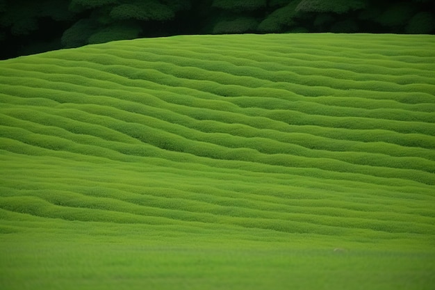 Un campo de hierba verde con olas de viento.