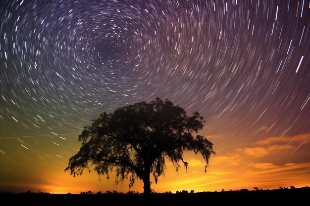 Foto campo inspirador com estrelas no céu bela imagem de ilustração ia generativa