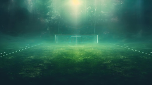 campo de juego de fútbol texturizado con niebla de neón