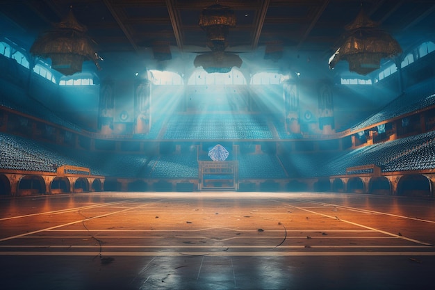 El campo de kabaddi en silencio en una arena