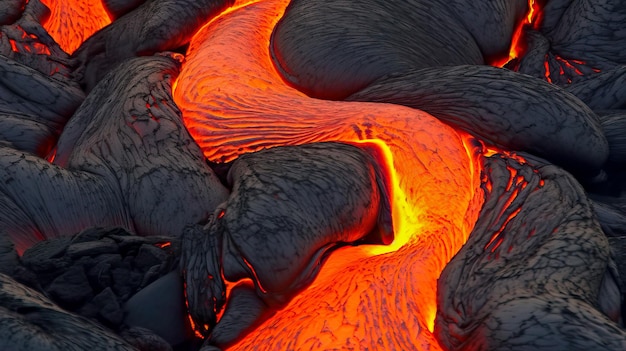 Un campo de lava está iluminado por el sol.