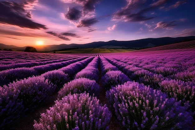 campo de lavanda colinas ondulantes