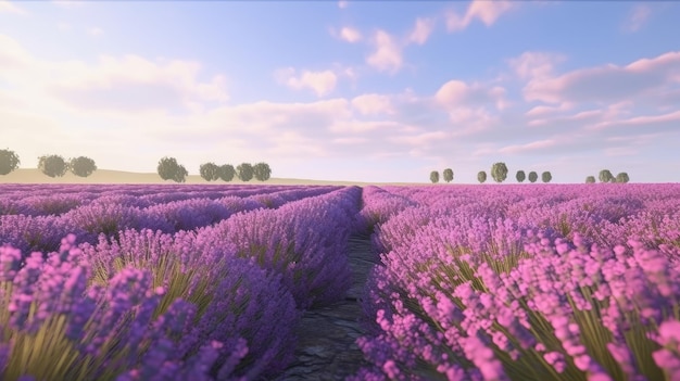 Foto campo de lavanda ilustración ai generativexa