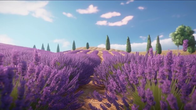 Campo de lavanda Ilustración AI GenerativexA