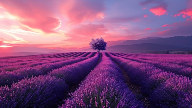 Campo de lavanda a la luz del sol