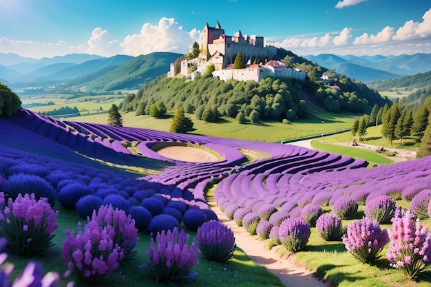 Un campo de lavanda en provenza