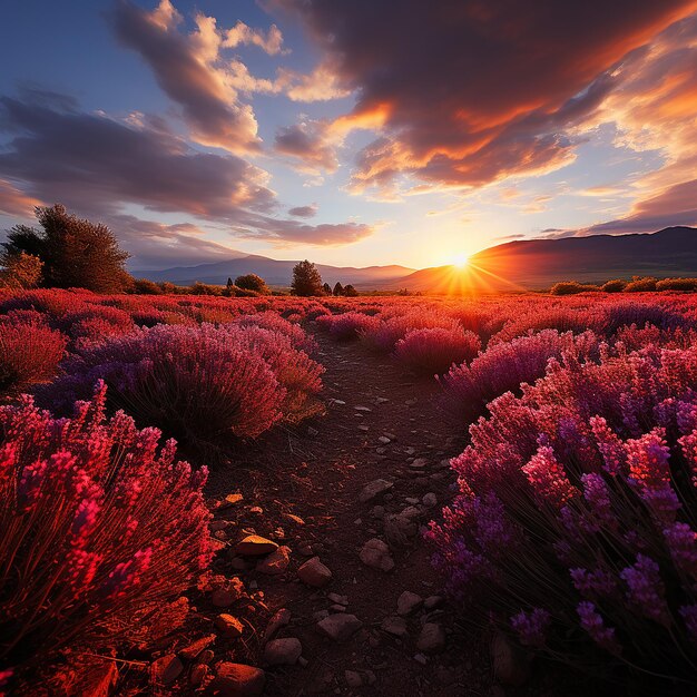 Campo de lavanda en el tramonto