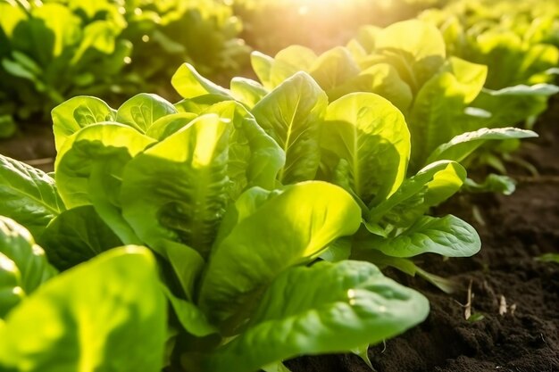 Campo de lechuga como fondo de IA generativa