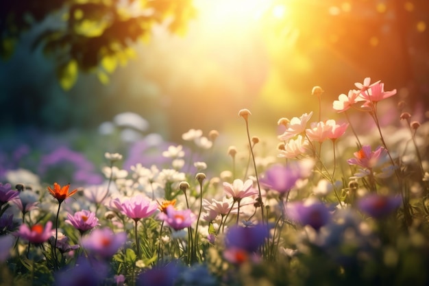 Campo mágico con flores