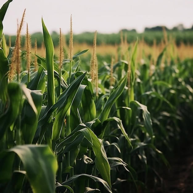 Un campo de maíz en el campo al lado de mi casa