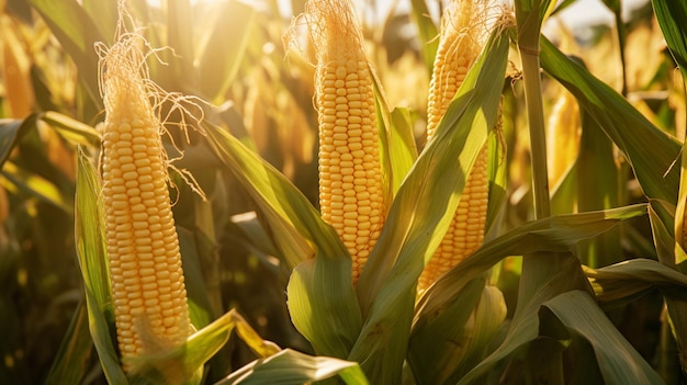 campo de maíz en clima soleado IA IA generativa