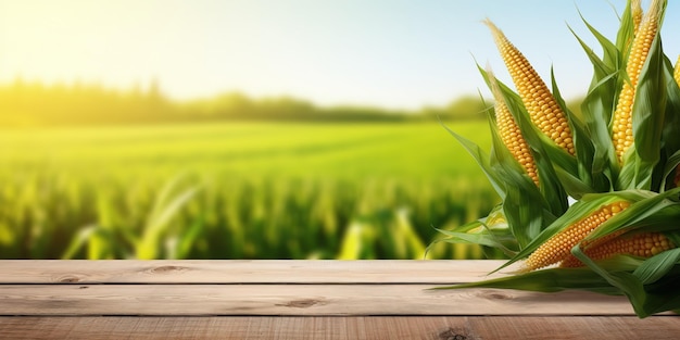 Un campo de maíz dulce para la agricultura bajo un cielo despejado