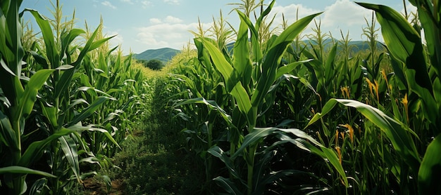 Foto campo de maíz verde ia generativa