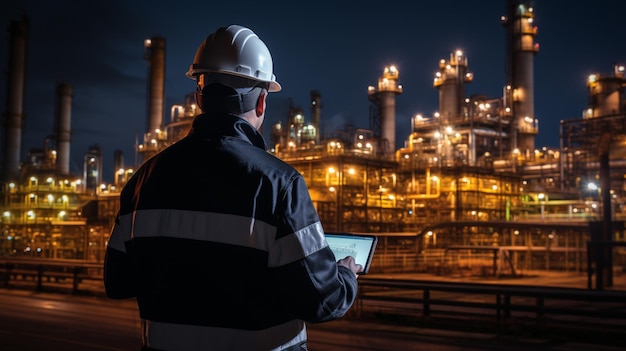 Foto campo petrolero los trabajadores petroleros están trabajando