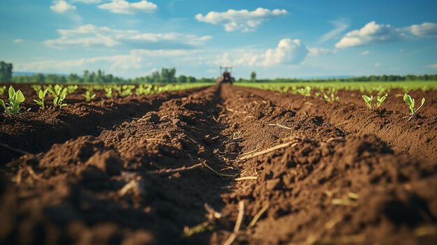 Un campo que ha sido arado y está listo para la plantación agrícola.