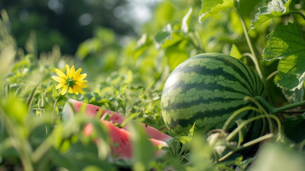 El campo tailandés afectado por la sequía Un primer plano del cultivo de sandía en ranuras de palangre