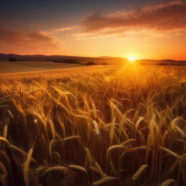 campo de trigo al atardecer