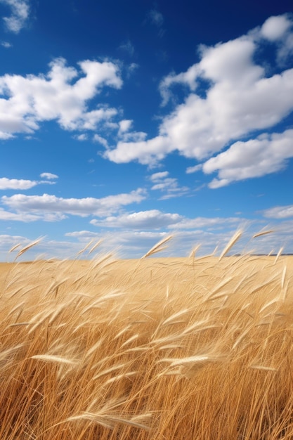 Un campo de trigo bajo un cielo azul