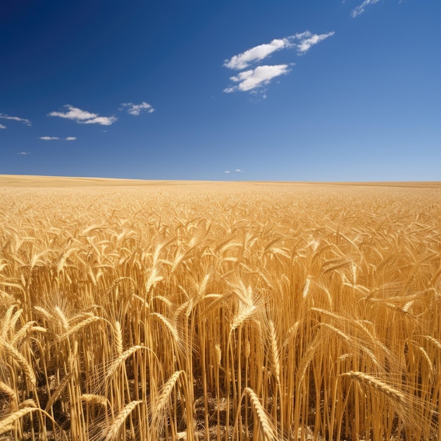 Un campo de trigo bajo un cielo azul