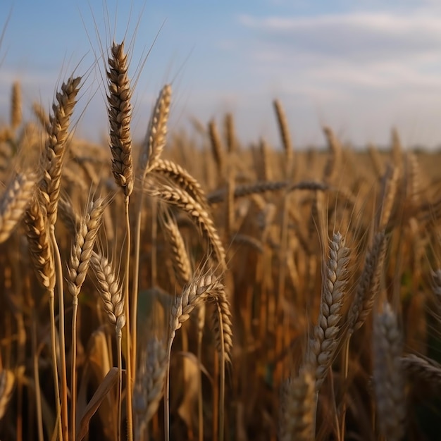 Un campo de trigo con el cielo de fondo