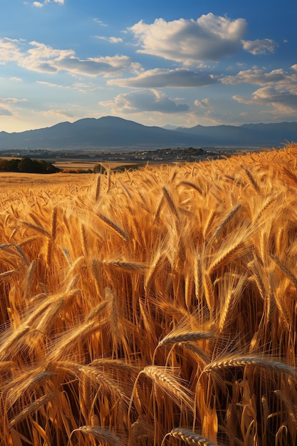 campo de trigo y cielo con nubes